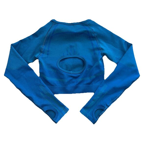 Gymshark Flex Long Sleeve Crop Top Y2K Blue X-Small A001415 - Picture 4 of 4
